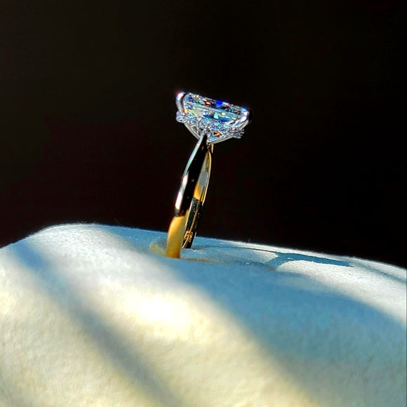 Solid 14k Gold 2.56ct (G VVS2) Lab Radiant Diamond Ring with Hidden Halo Lab Diamond(2-tone) - Q JEWELER