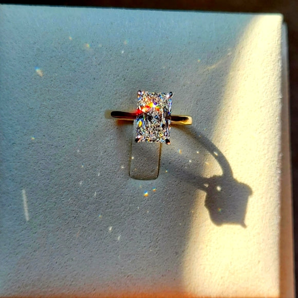Solid 14k Gold 2.56ct (G VVS2) Lab Radiant Diamond Ring with Hidden Halo Lab Diamond(2-tone) - Q JEWELER