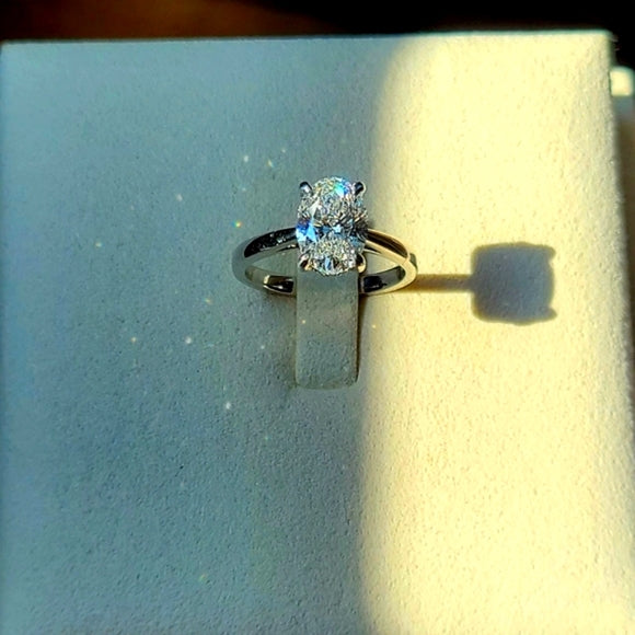 Platinum 1.67ct (F VVS2) Lab Oval Diamond Ring with Hidden Halo Lab Diamond - Q JEWELER