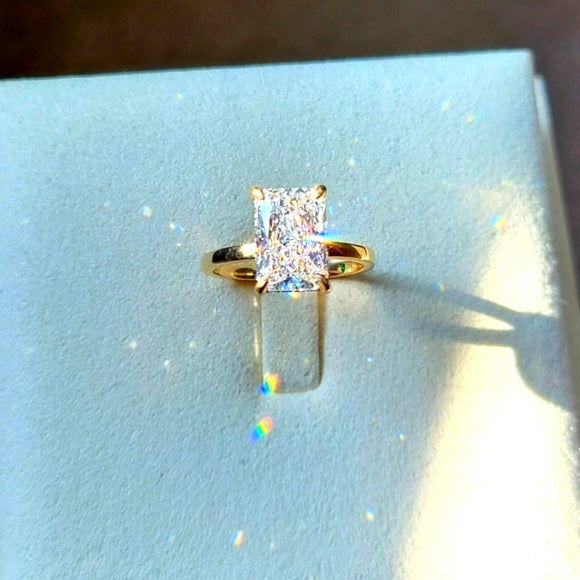 Solid 18k Gold 3.03ct (D VVS2) Lab Radiant Diamond Ring with Hidden Halo Lab Diamond - Q JEWELER
