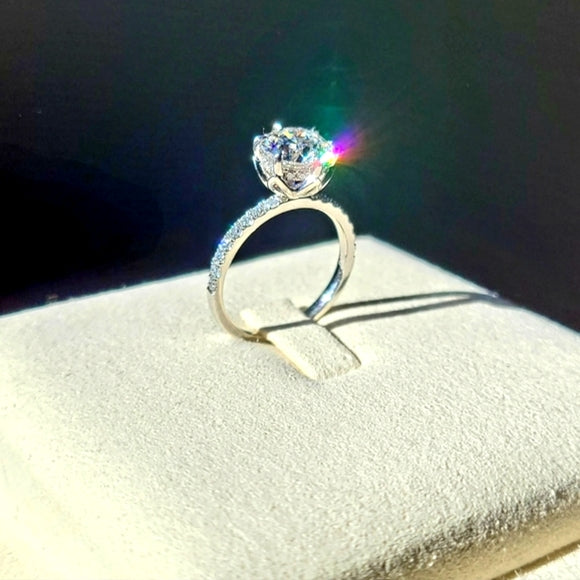 Platinum 2.09ct( E VVS2) Lab Round Diamond Ring with Side and Hidden Halo Lab Diamond - Q JEWELER